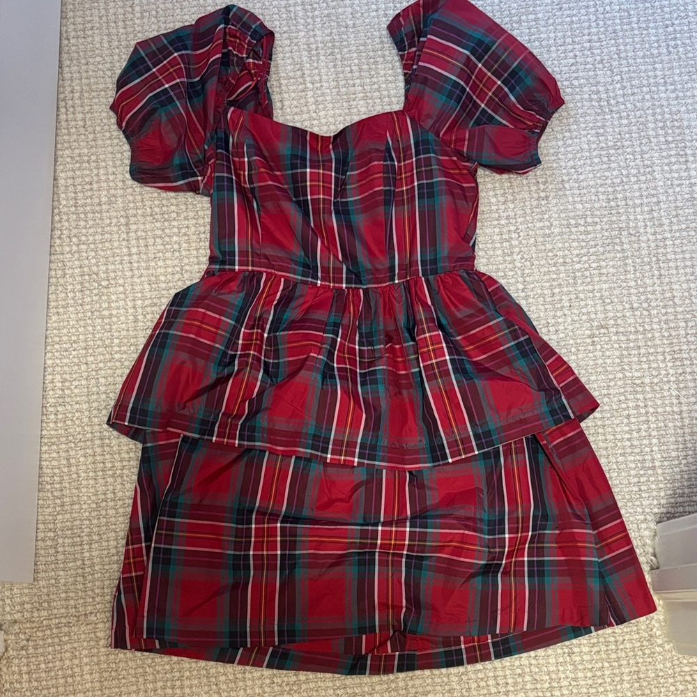 Plaid Puff Sleeved womens dress